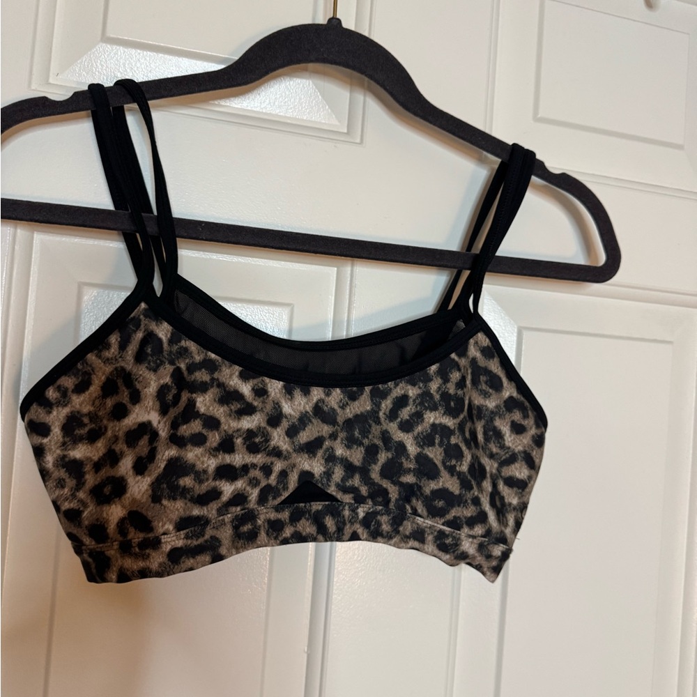 Good American Black and Brown Leopard Bralette